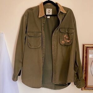 Vintage Green Embroidered Button Down